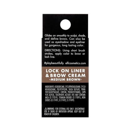 e.l.f. Lock on Liner and Brow Cream, Medium Brown, 0.19 oz