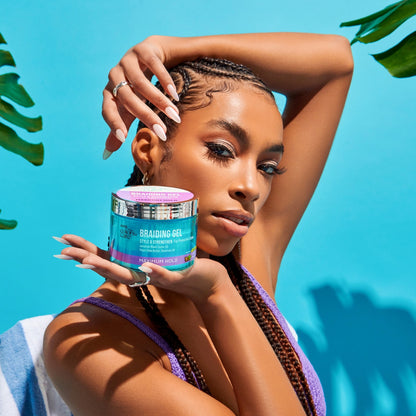 Kiss Colors & Care Braiding Hair Styling Gel, Level 7 Maximum Hold for Textured