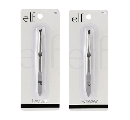 2 Pack e.l.f. Slant Tweezers Professional Stainless Steel Precision Hair Removal