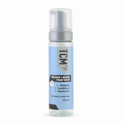 TCM 3N1 Hair & Beard Foam Wash, Shampoo & Conditioner, Hydrates & Softens 7.5 Fl oz