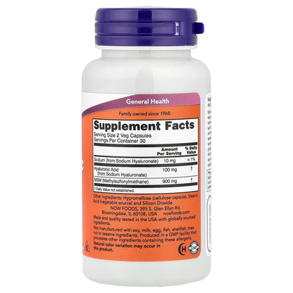 NOW Foods Hyaluronic Acid, 50 mg, 60 Veg Capsules