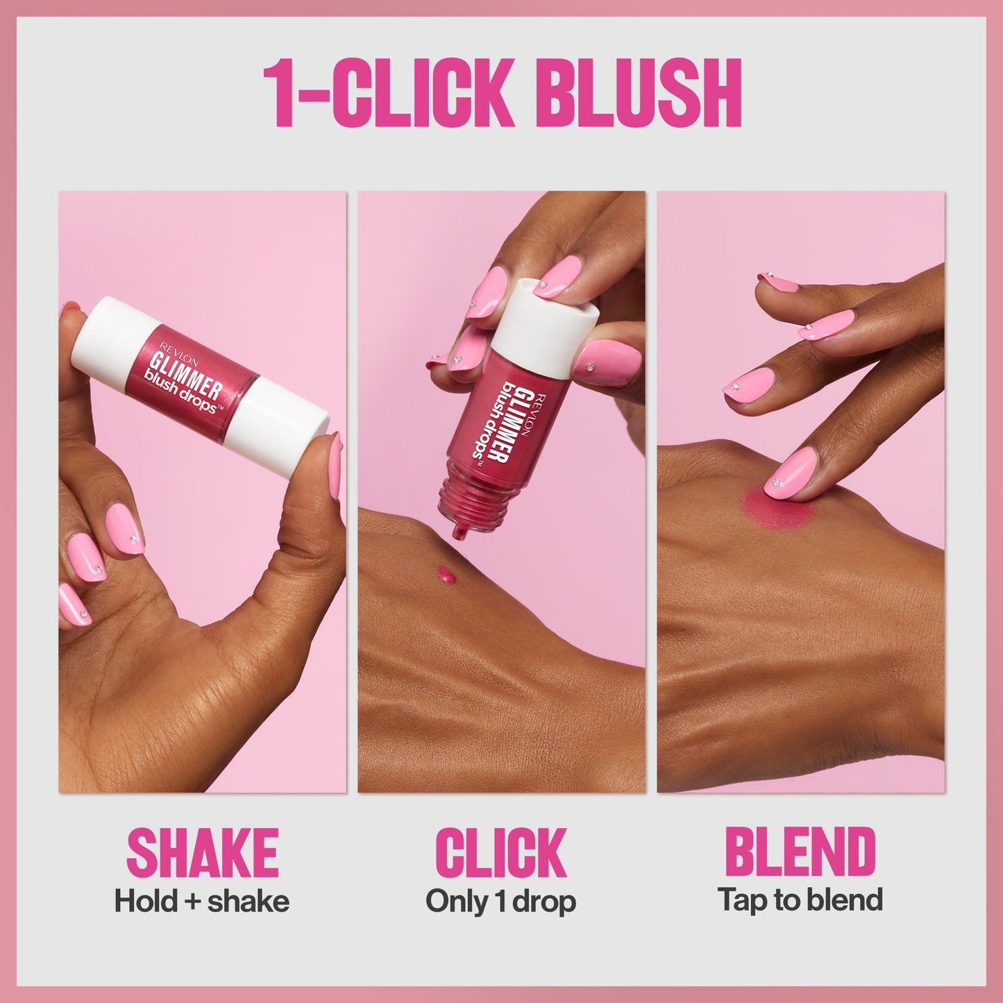 Revlon Glimmer Blush Drops, Liquid Cheek Blush, 102 Pink It Over, 0.32 fl oz
