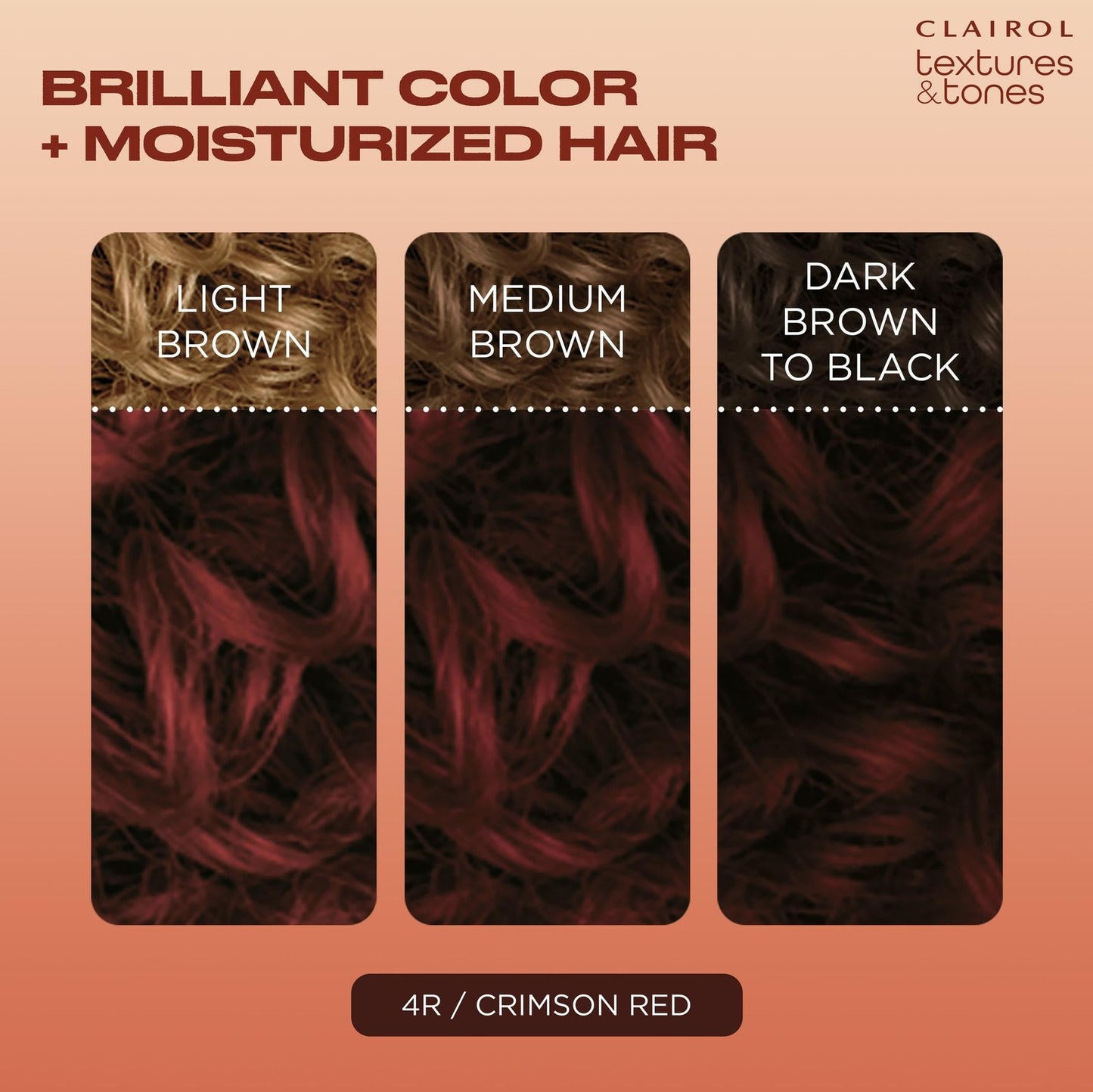Clairol Textures & Tones 4R Crimson Red Permanent Hair Dye 2 Pack Ammonia Free