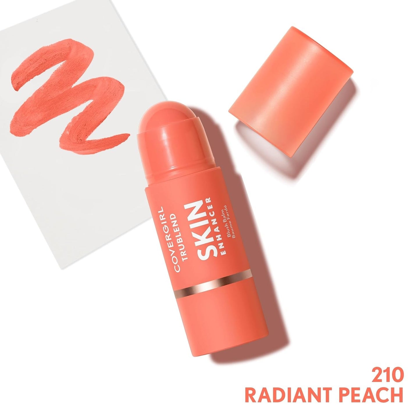 CoverGirl Trublend Skin Enhancer Blush Balm Stick, 210 Radiant Peach, Vegan Form