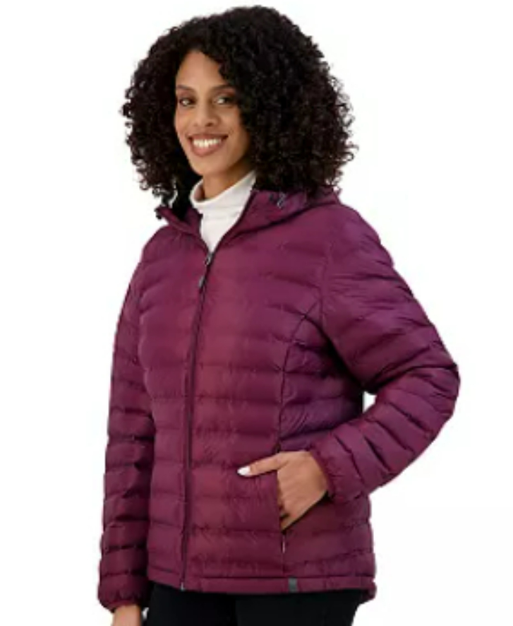 ZeroXposur Women's Brianna Packable Puffer Jacket Sangria Red Medium Quilted NWT