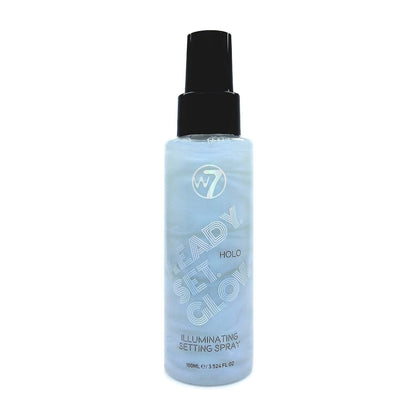 W7 Ready Set Glow Makeup Setting Spray - Shimmer Finish - Long-Lasting, HOLO