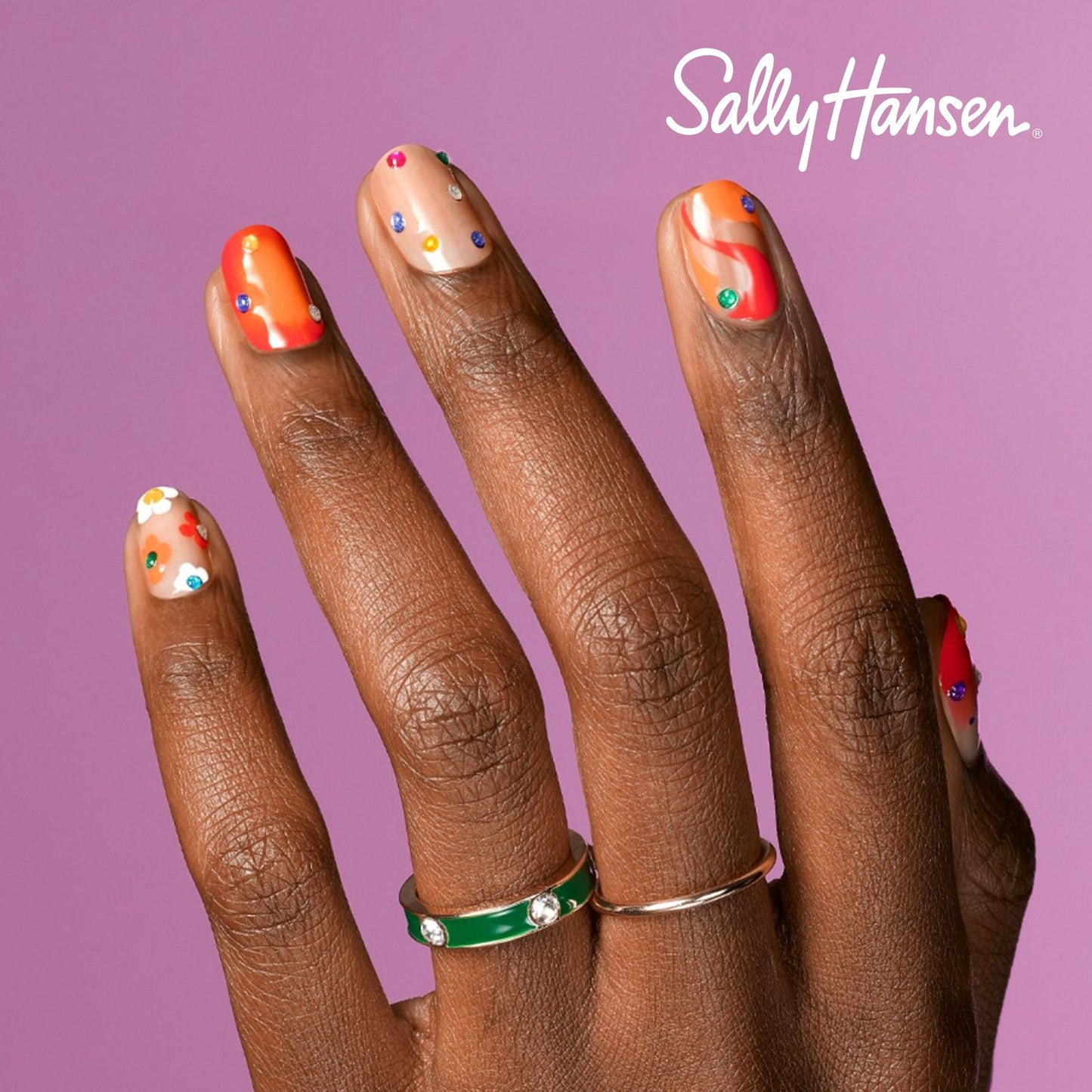 Sally Hansen Salon Effects Nail Accents | Easy to Use, No Commitment, Mix and Match Designs | Nail Art Decals for Polish or Bare Nails | Princess Cut | Heart Shaped and Jewel Designs