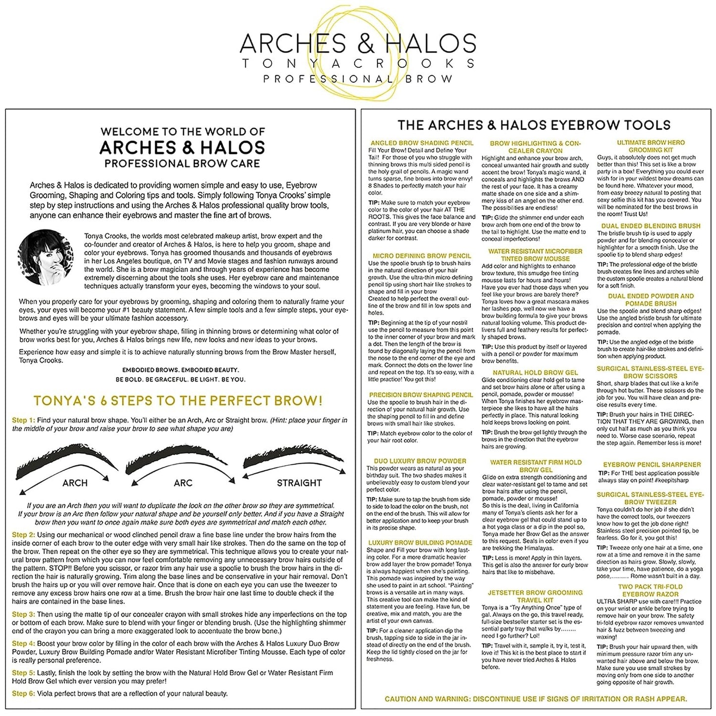 Arches and Halos Water Resistant Firm Hold Eyebrow Gel - Clear Brow Gel for Lasting Definition - Non Flaking Weightless Formula - Vegan - 0.1 oz