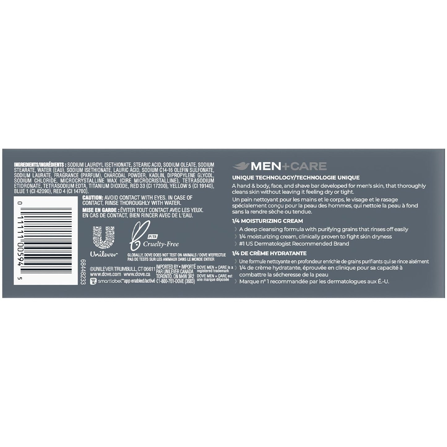Dove Men+Care Body + Face Bar (6 Bars) – Exfoliating 3-in-1 Charcoal Soap