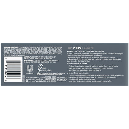 Dove Men+Care Body + Face Bar (6 Bars) – Exfoliating 3-in-1 Charcoal Soap
