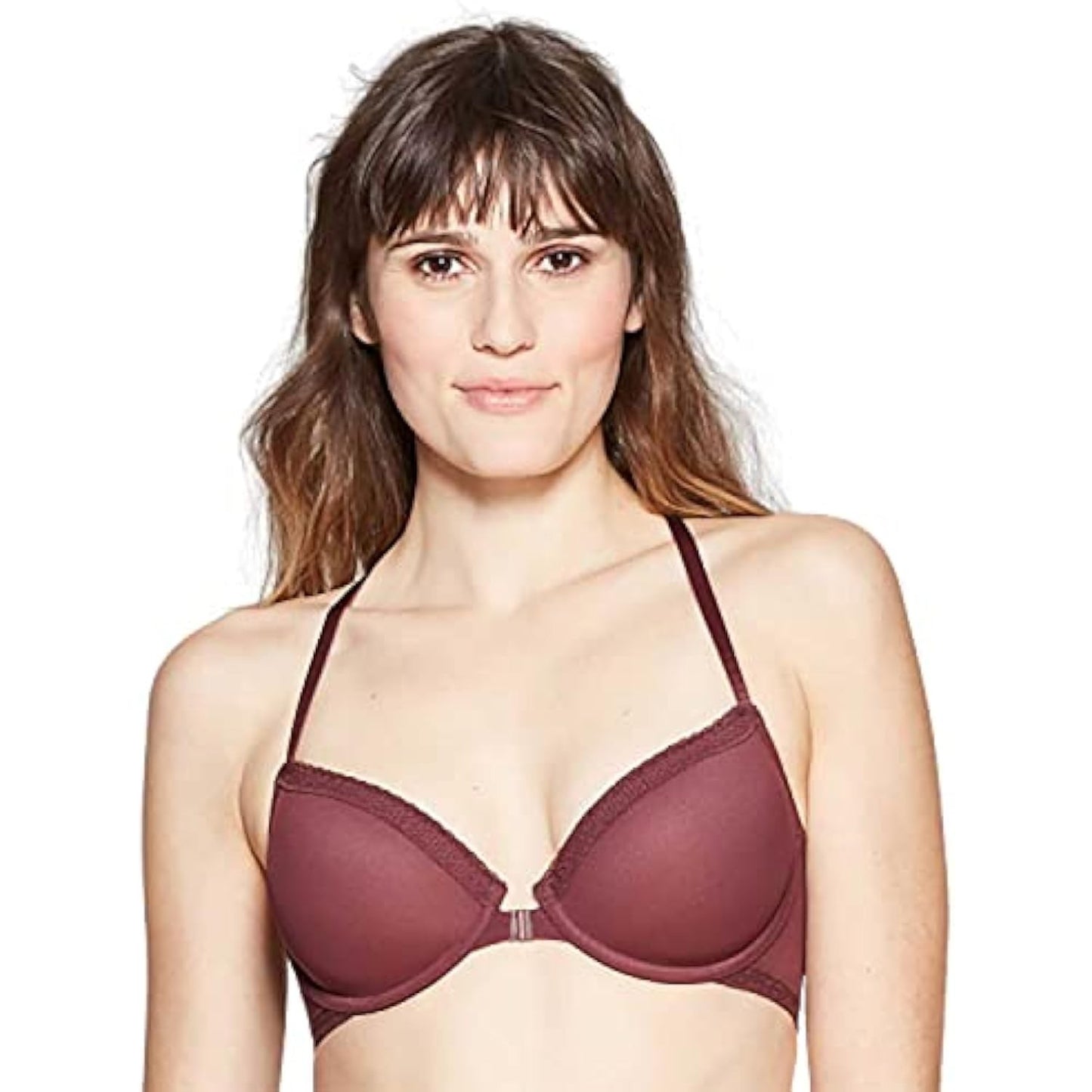 Auden Women's Ace Lightly Lined Lace Trim Demi Racerback Bra