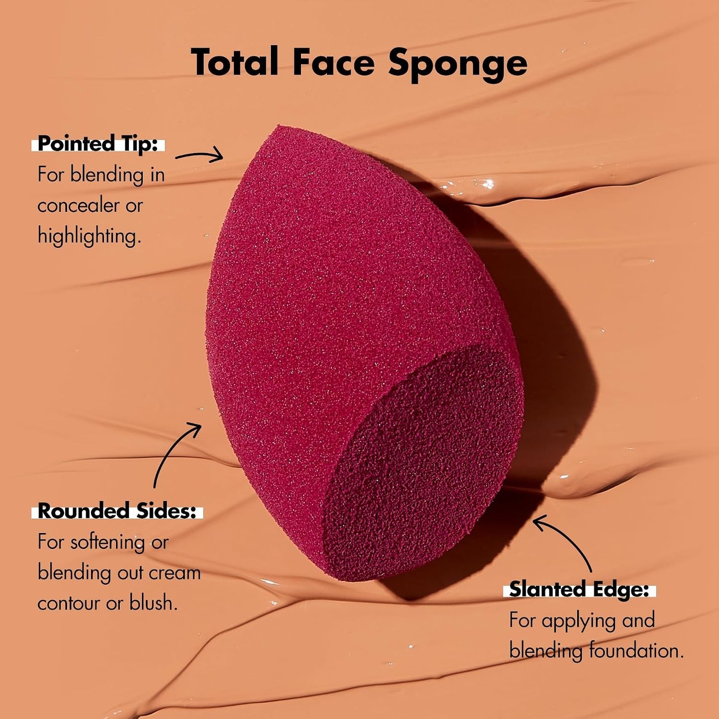 e.l.f. Total Face Sponge Duo, Plush, Multi-Sided & Latex-Free Makeup Sponges 2 Count