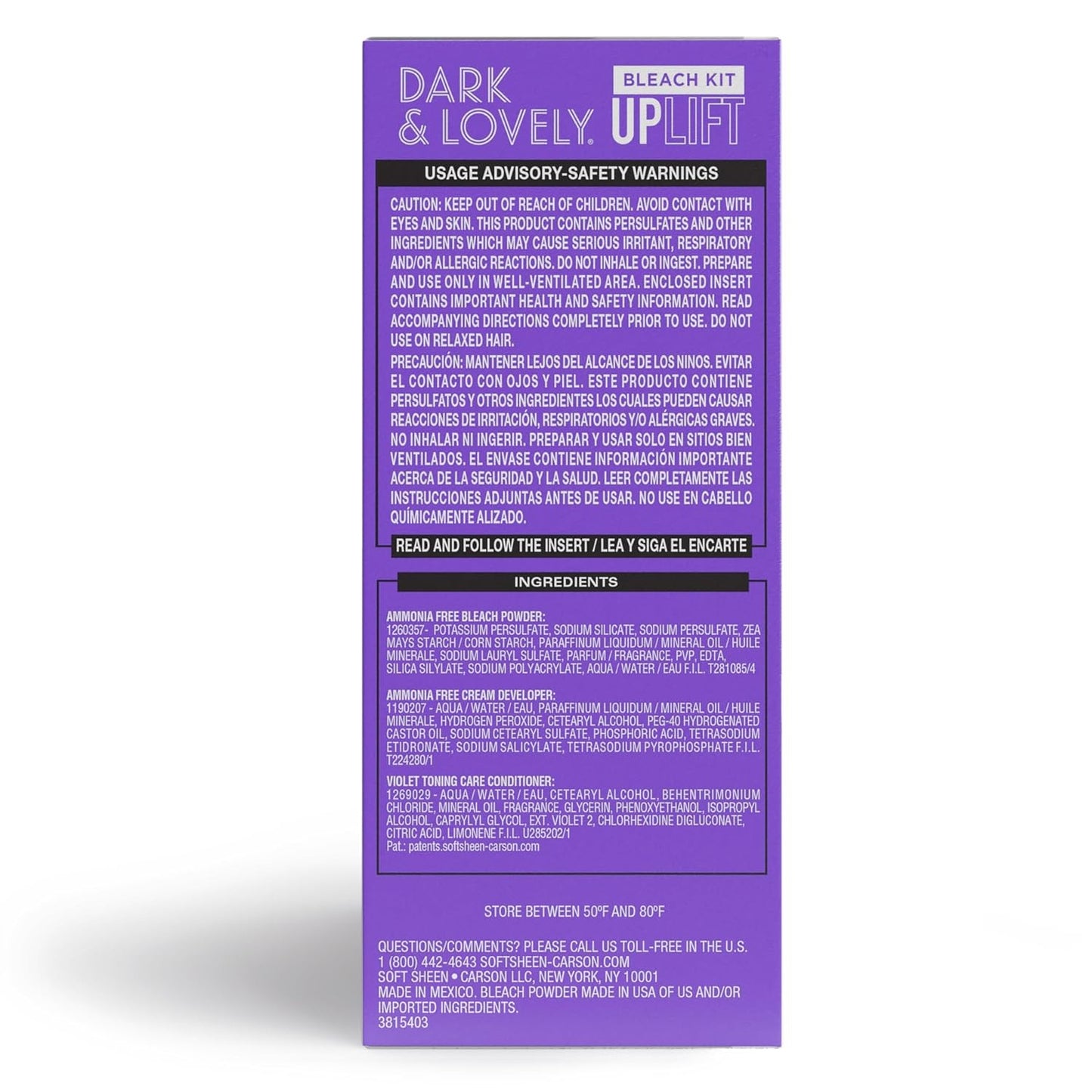 SoftSheen Carson Interbeauty Dark Lovely Uplift Bleaching Kit with Powder Developer Toner for Blonde Hair
