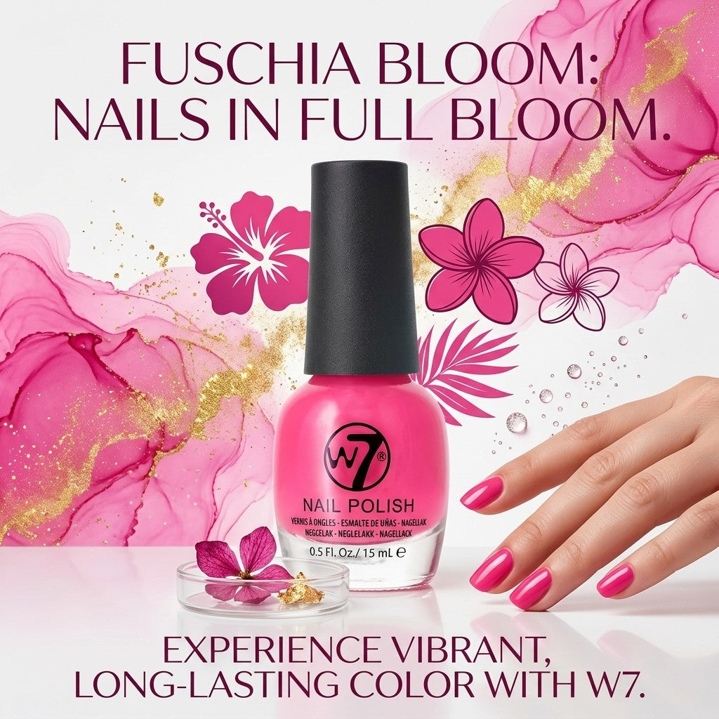 W7 Classic Nail Polish NP078 Fuchsia 15ml 0.5oz Vibrant Hot Pink Long Lasting
