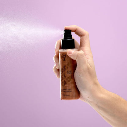 W7 Ready Set Glow Makeup Setting Spray - Shimmer Finish - Long-Lasting Rose Gold