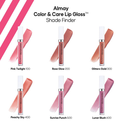 Almay Color & Care Hydrating Lip Gloss, Hypoallergenic, 300 Glitters Gold, 0.1 f