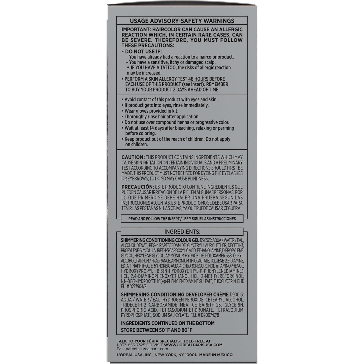 L Oreal Paris Feria Multi Faceted Shimmering Permanent Hair Color Smokey Silver Pack of 1 Hair Dye Kit