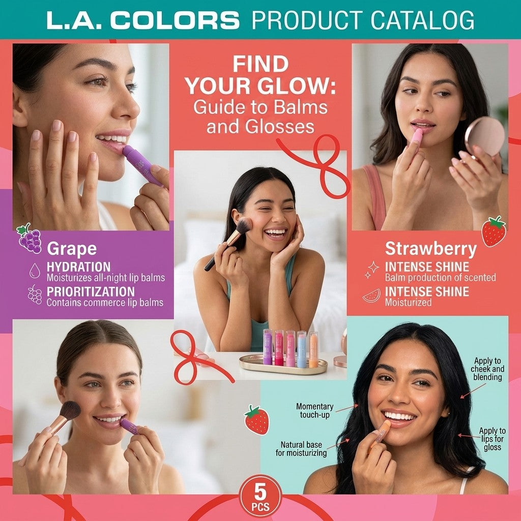 LA Colors Balm-Azing 5pc Lip Balm Set Scented Moisturizing Shine Gloss 0.13oz