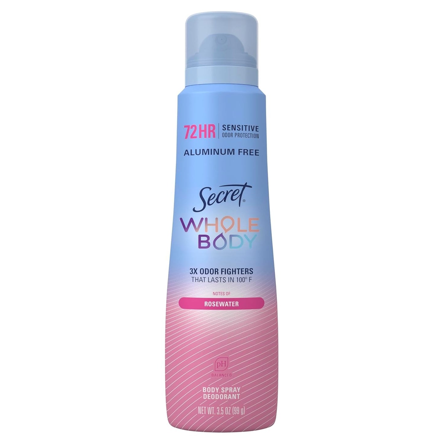 Secret Whole Body Deodorant for Women, Rosewater Scent, Aluminum Free, 3.5 Oz