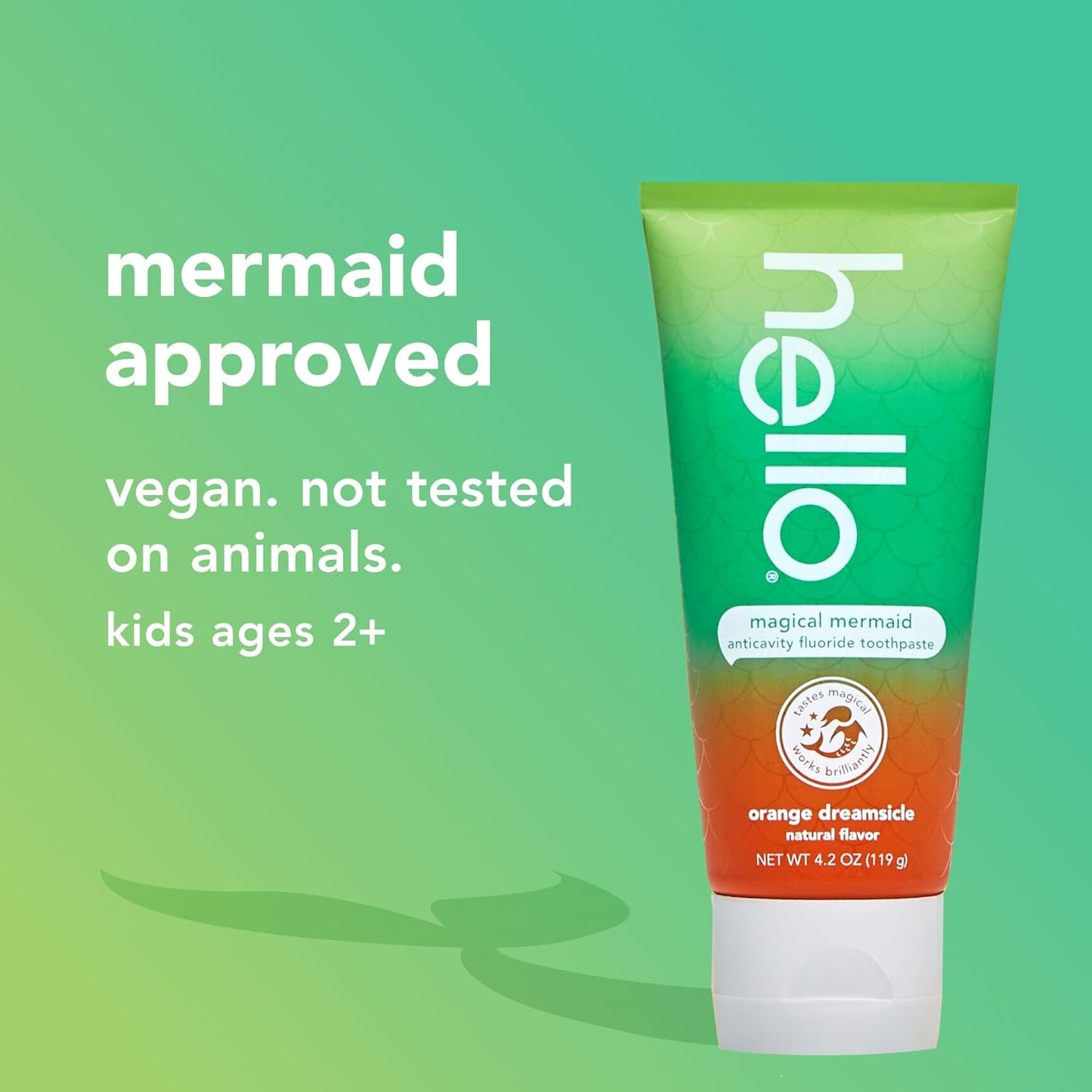 Hello Magical Mermaid Kids Toothpaste With Fluoride, Orange, 4.2 OZ