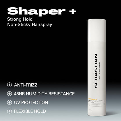 Sebastian Professional Shaper Plus Hairspray 50 VOC Humidity Resistant Extra Hold Non Sticky Hairspray, 10.6oz