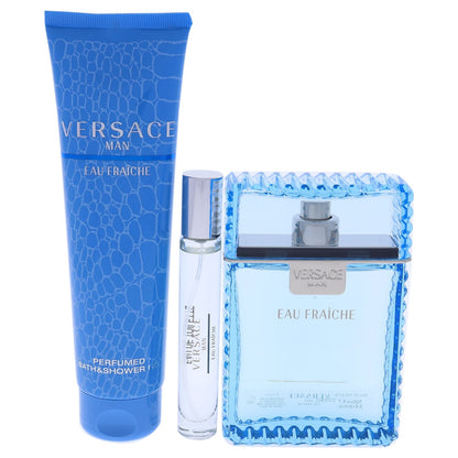 Versace Man Eau Fraiche Men 3 Pc Gift Set, 3.4 oz Eau De Toilette Spray