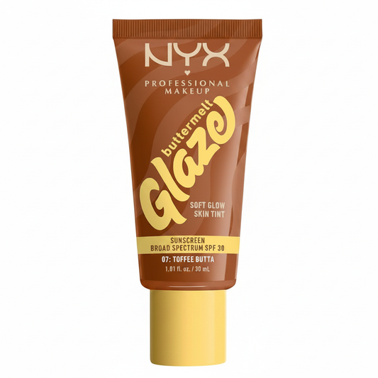 NYX PROFESSIONAL MAKEUP Buttermelt Glaze Soft Glow Skin Tint SPF 30 Up To 12HR Wear 07 Toffee Butta