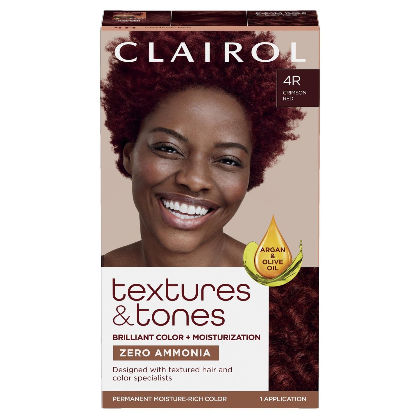 Clairol Textures & Tones Permanent Hair Dye, 4R Crimson Red | Pack of 1