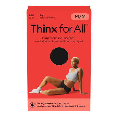Thinx for All Women's Comfort Brief Leakproof Period Underwear, M, Black