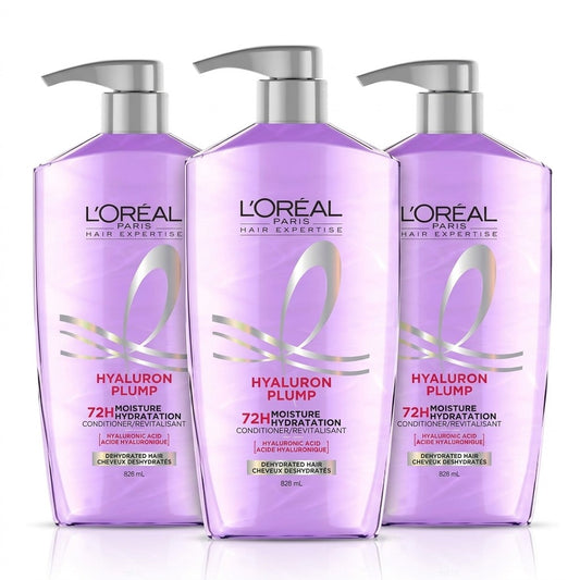3 Pack L'Oreal Paris Elvive Hyaluron Plump Conditioner 26.5oz Hydrating Dry Hair
