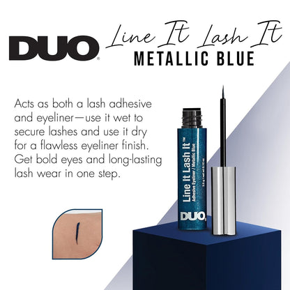 DUO Line It Lash It Lash Glue Liner – Metallic Blue, 2-in-1 Eyeliner & Eyelash