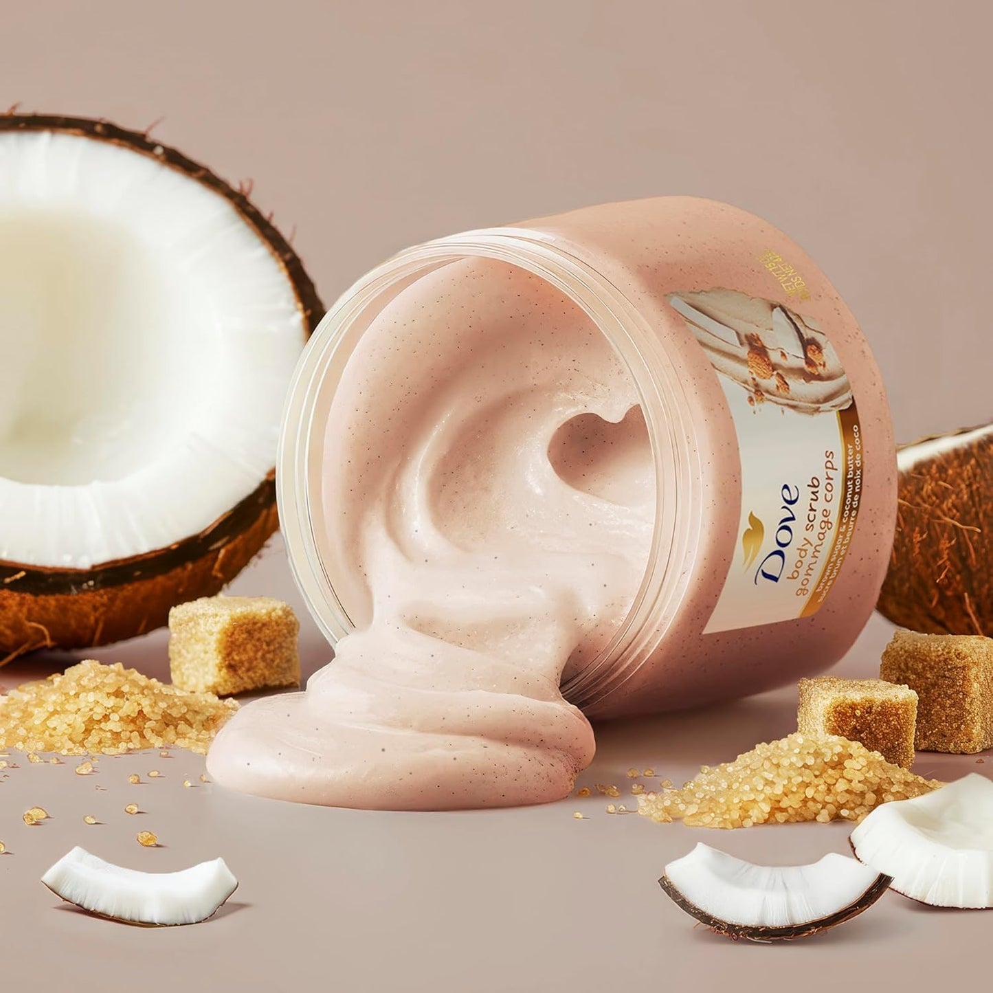 Dove Brown Sugar and Coconut Butter Body Scrub Exfoliates and Deeply 15 oz