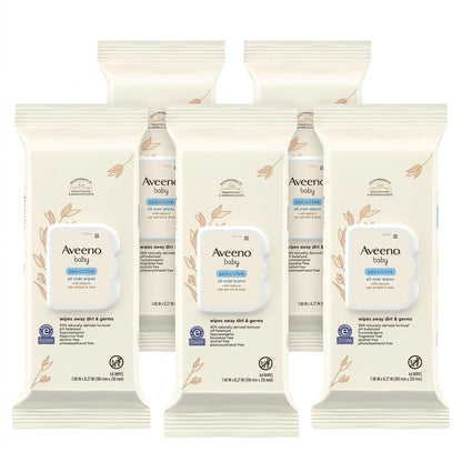 5 Pack Aveeno Baby Sensitive All Over Wipes Aloe Oat Extract 320 Wipes Total