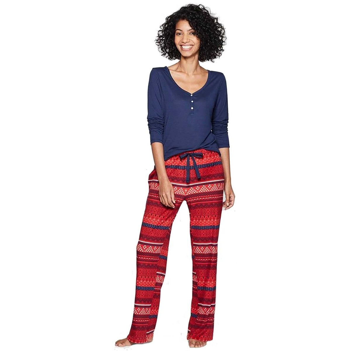 Stars Above Women's Henley Super Soft Sleep Pajama 2 Piece Set Smart Blue XL