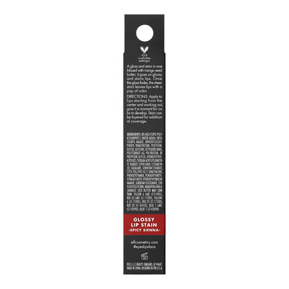 e l f Glossy Lip Stain Long Lasting Lightweight Lip Stain For Sheer Pop Of Color Subtle Gloss Finish Vegan Cruelty Free Spicy Sienna