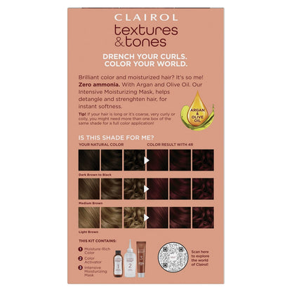 Clairol Textures & Tones Permanent Hair Dye, 4R Crimson Red | Pack of 1