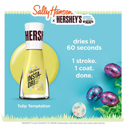 Sally Hansen Insta-Dri Hershey's Cookies 'n' Creme Eggs Nail Polish | Quick Dry, Long Lasting, Streak-Free Shine | Opaque, Glossy | 784 Tulip Temptation | Soft Green Yellow Nail Color