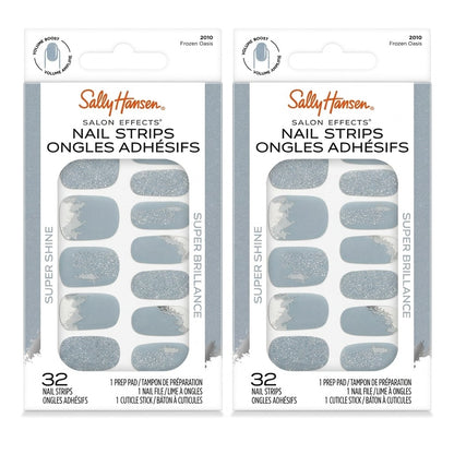 2 Packs Sally Hansen Salon Effects Nail Strips 2010 Frozen Oasis No UV Needed
