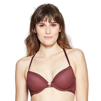 Auden Women's Ace Lightly Lined Lace Trim Demi Racerback Bra