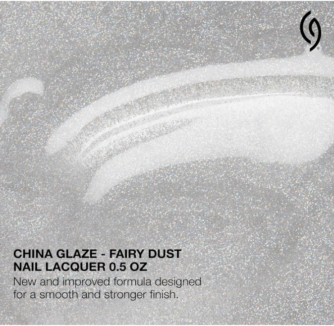 China Glaze CG Nail Lacquer Fairy Dust – Fine Silver Glitter, Quick Dry 0.5 floz