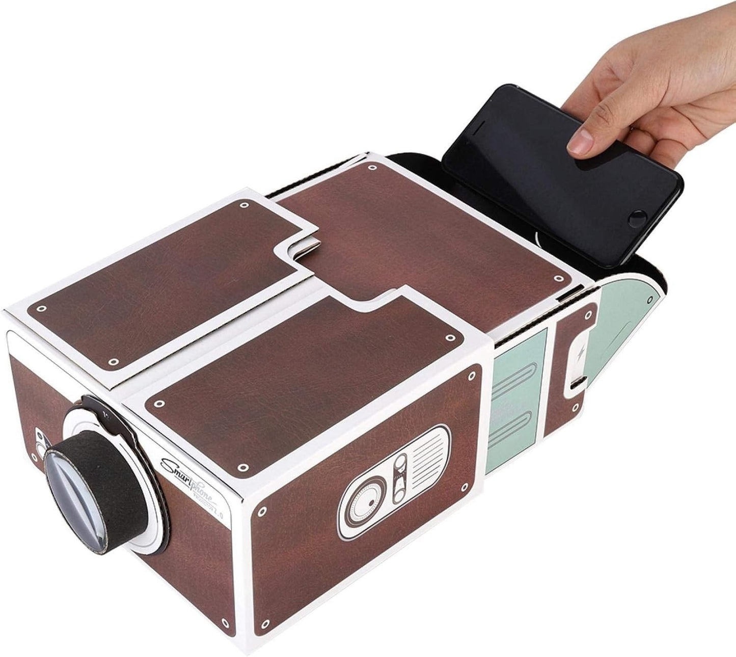 Vintage Smartphone Projector Cinema In A Box Cardboard Retro Brown DIY Theater