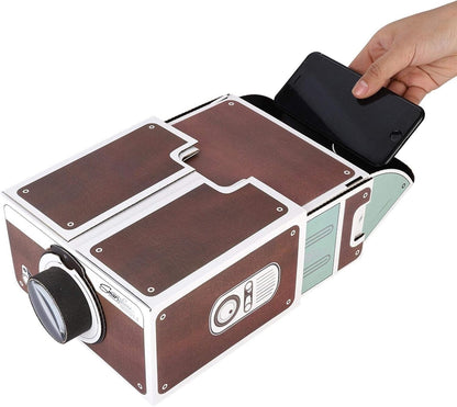 Vintage Smartphone Projector Cinema In A Box Cardboard Retro Brown DIY Theater