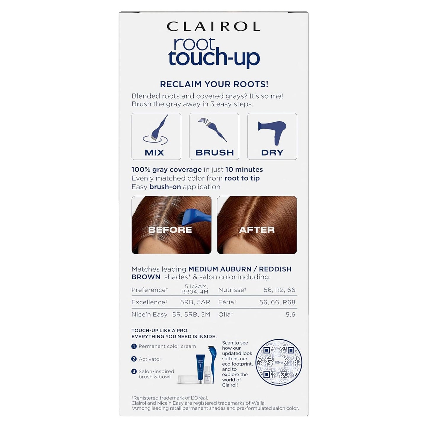 Clairol Root Touch-Up by Nice'n Easy Permanent Hair Dye, 5R Medium Auburn 1 Pack
