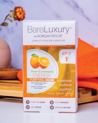 2 Pack Morgan Taylor BareLuxury Energy 4-Step Pedicure Manicure Orange Lemongras