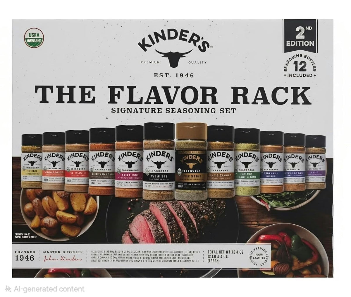 Kinder's The Flavor Rack Signature Seasoning Set, 2nd Edition, 12 Bottles