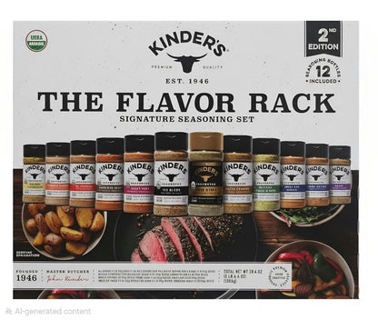 Kinder's The Flavor Rack Signature Seasoning Set, 2nd Edition, 12 Bottles