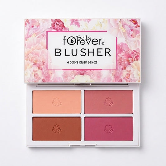 Bella Forever Blusher 4 Color Blush Palette 7.2g Matte High Pigment Face Makeup