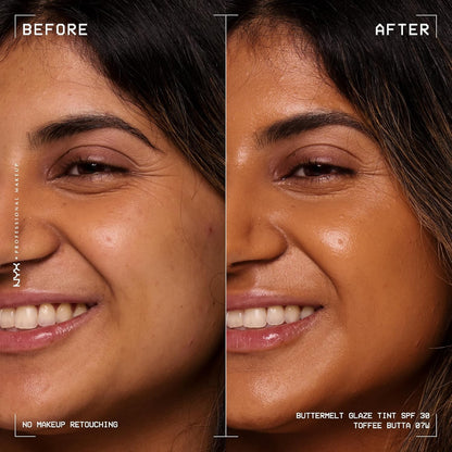 NYX PROFESSIONAL MAKEUP Buttermelt Glaze Soft Glow Skin Tint SPF 30 Up To 12HR Wear 07 Toffee Butta