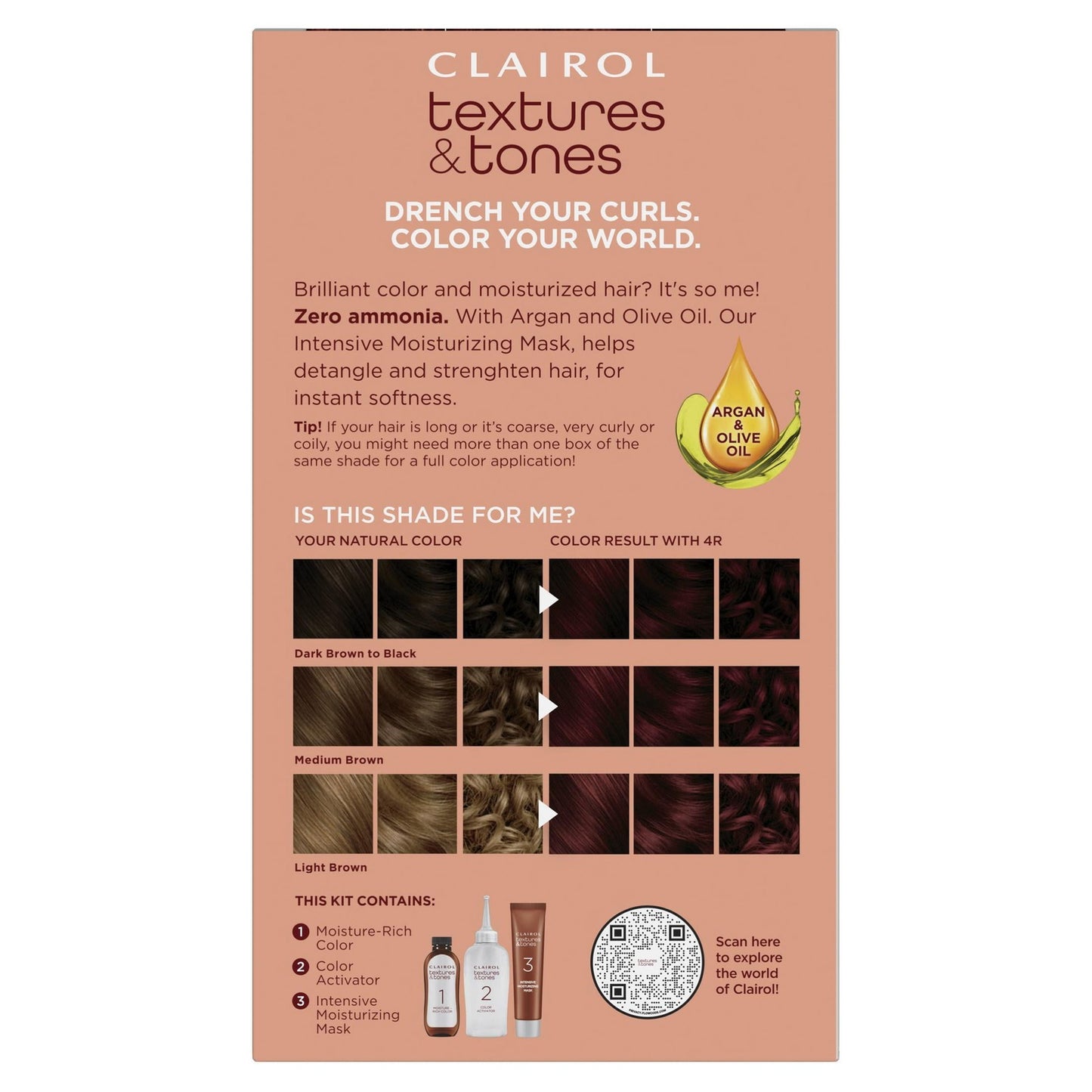 Clairol Textures & Tones 4R Crimson Red Permanent Hair Dye 2 Pack Ammonia Free