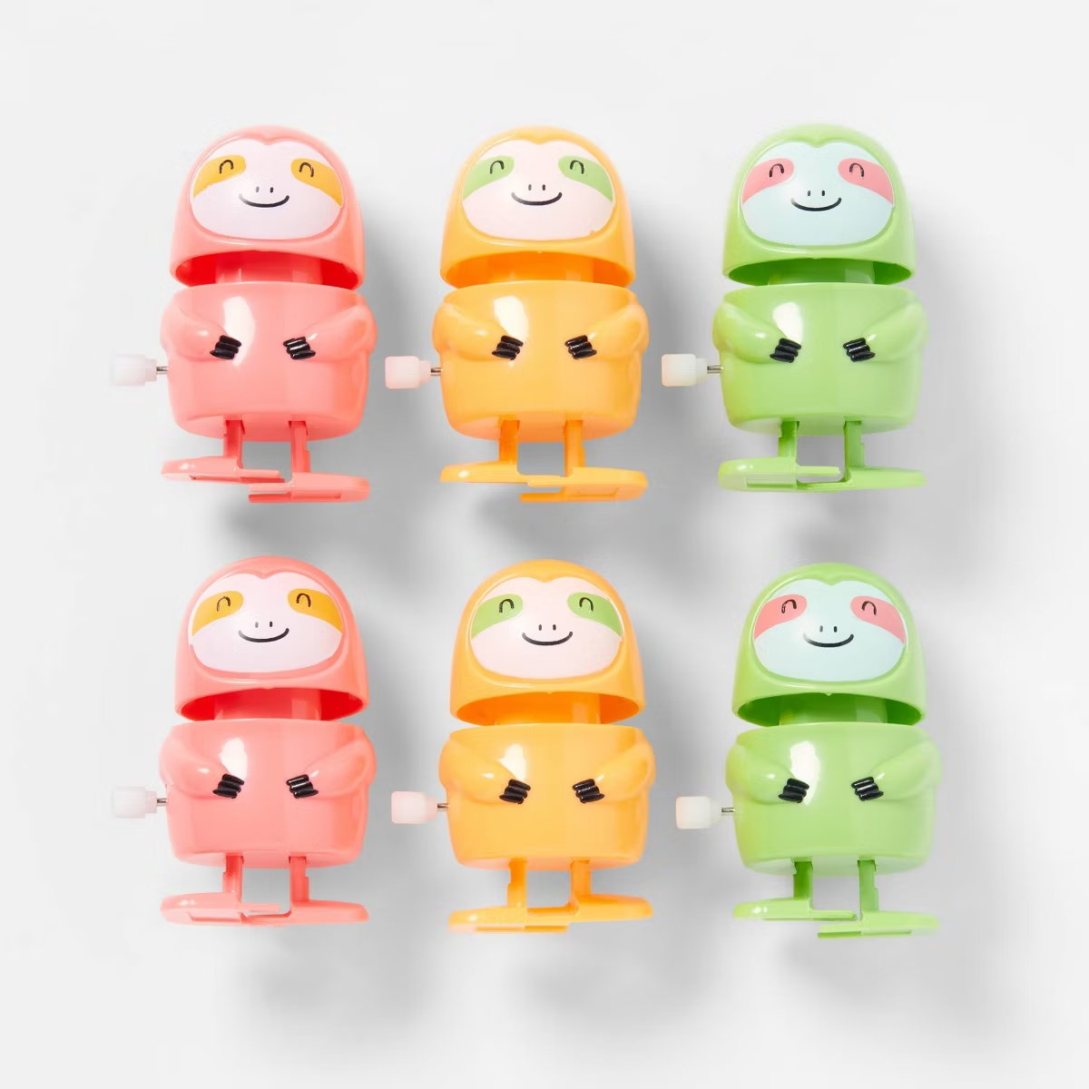 6ct Sloth Wind Up Multicolor Party Favor Toys for Kids, Birthday Good Bag Favors